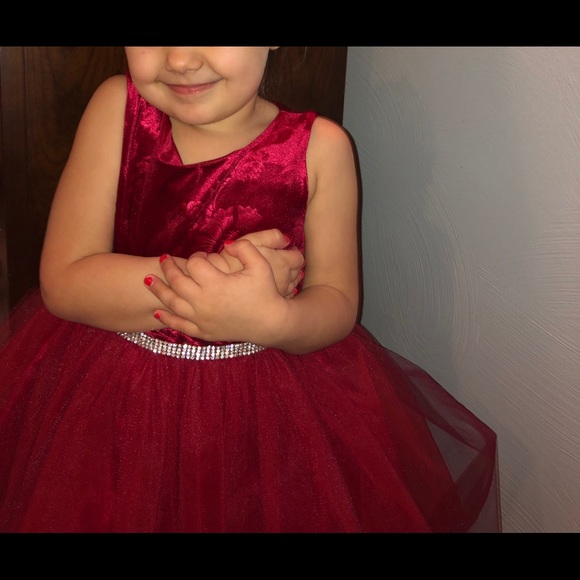 Red velvet and tool Christmas dress 5 t - Picture 5 of 5